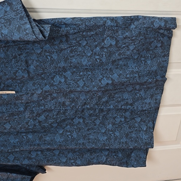 Short-sleeve stretch slub cotton shirt in print - Picture 3 of 7